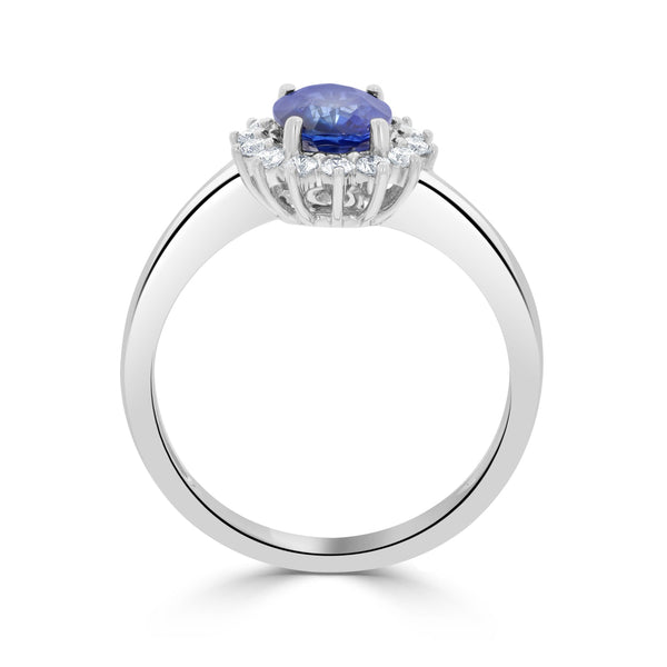 1.16Ct Sapphire Ring With 0.23Tct Diamonds Set In 14K White Gold