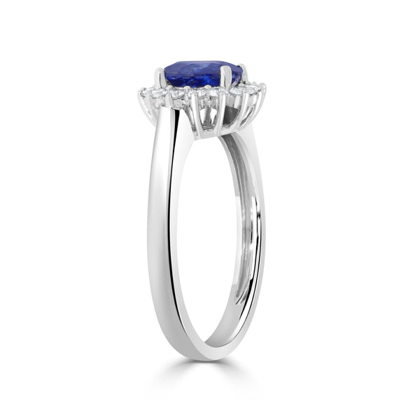 1.16Ct Sapphire Ring With 0.23Tct Diamonds Set In 14K White Gold