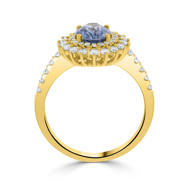 1.27ct Sapphire Rings  with 0.54tct diamonds set in 14KT yellow gold