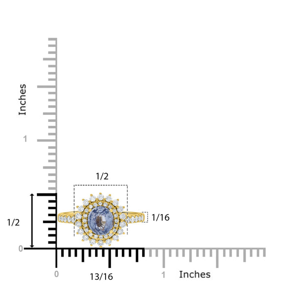 1.27ct Sapphire Rings  with 0.54tct diamonds set in 14KT yellow gold