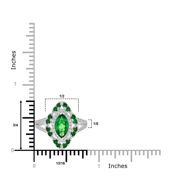 1.47tct Tsavorite ring with 0.24tct diamonds set in 14K white gold