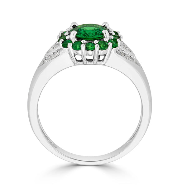 1.56tct Tsavorite ring with 0.09tct diamonds set in 14K white gold