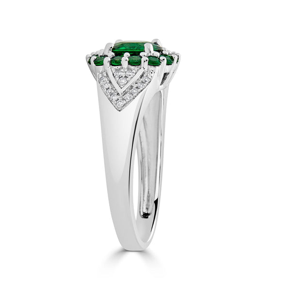 1.56tct Tsavorite ring with 0.09tct diamonds set in 14K white gold