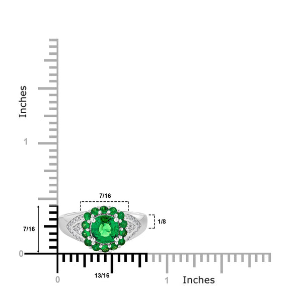 1.56tct Tsavorite ring with 0.09tct diamonds set in 14K white gold