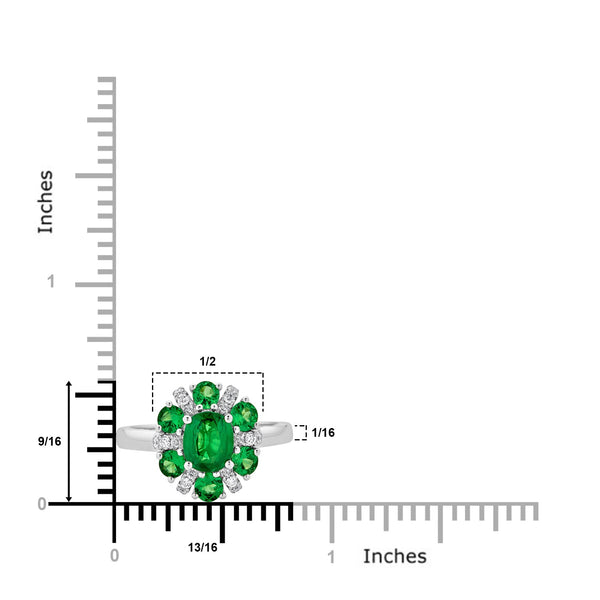 1.79tct Tsavorite ring with 0.14tct diamonds set in 14K white gold