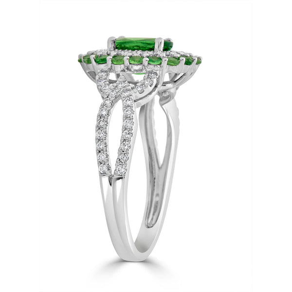 1.46tct Tsavorite ring with 0.26tct diamonds set in 14K white gold