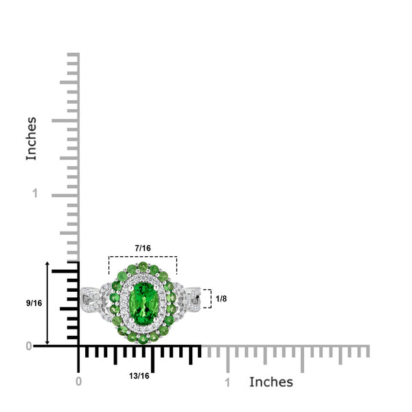 1.46tct Tsavorite ring with 0.26tct diamonds set in 14K white gold