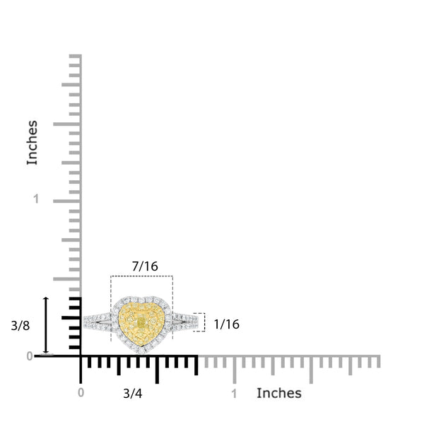 0.12ct Yellow Diamond Rings with 0.36tct Diamond set in 14K Two Tone Gold