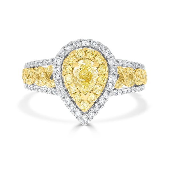 0.52tct Yellow Diamond Ring with 0.81tct Diamonds set in 14K Two Tone gold