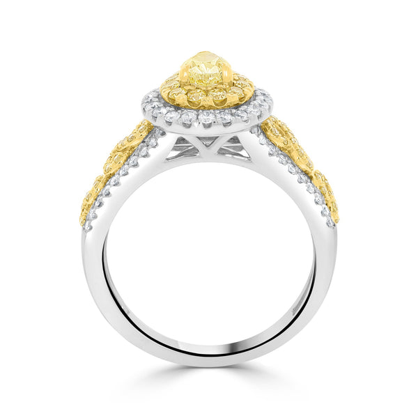 0.52tct Yellow Diamond Ring with 0.81tct Diamonds set in 14K Two Tone gold