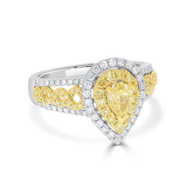 0.52tct Yellow Diamond Ring with 0.81tct Diamonds set in 14K Two Tone gold