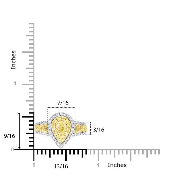 0.52tct Yellow Diamond Ring with 0.81tct Diamonds set in 14K Two Tone gold