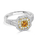 0.28ct Orange Diamond ring with 0.60tct diamonds accents set in 14K two tone gold