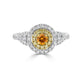 0.26ct Orange Diamond ring with 0.61tct diamond accents set in 14K two tone gold