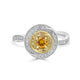 0.27ct Orange Diamond ring with 0.29tct diamond accents set in 14K two tone gold