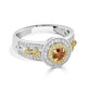 0.29ct Orange Diamond ring with 0.44tct diamond accents set in 14K two tone gold