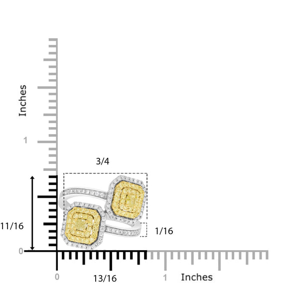 0.25tct Yellow Diamond Ring with 0.73tct Diamonds set in 14K Two Tone gold