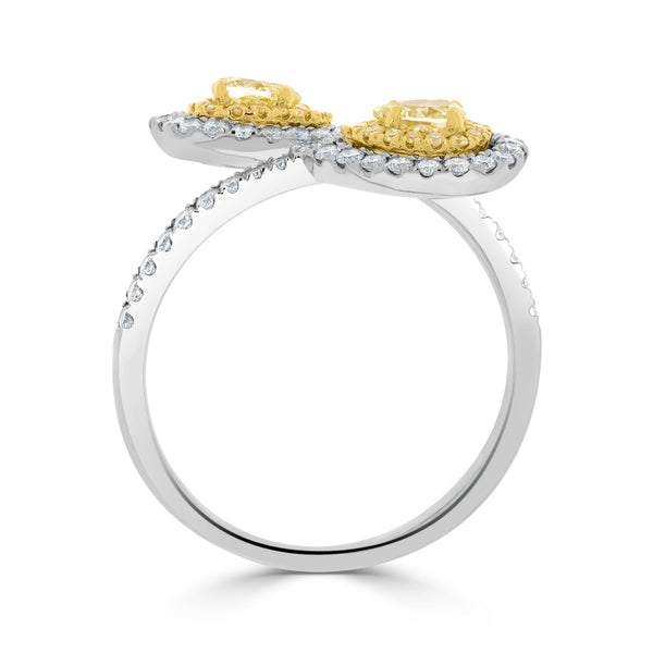 0.33tct Yellow Diamond ring with 0.48tct accent diamonds set in 18K two tone gold