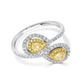 0.48tct Yellow Diamond Ring With 0.33tct Diamonds Set In 18kt Two Tone Gold