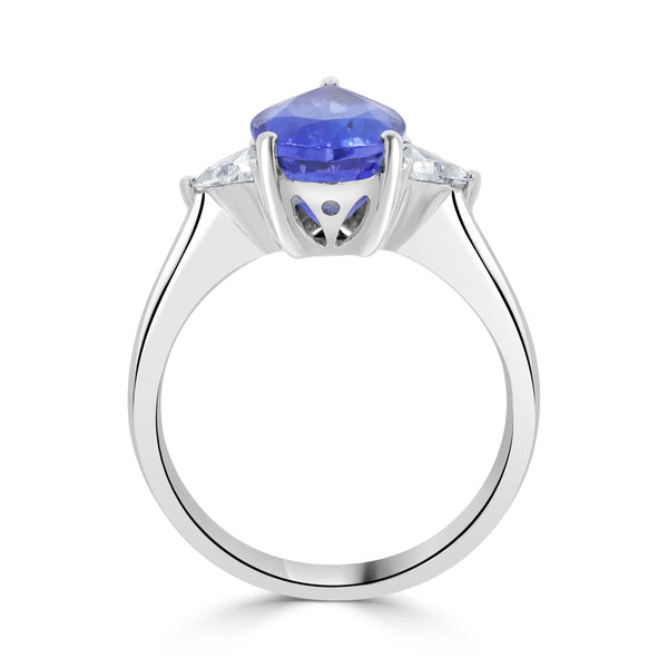 3.26ct Tanzanite Ring with 0.27tct Diamonds set in 14K White Gold