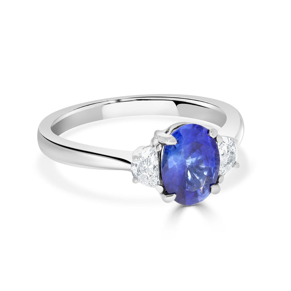 1.53Ct Sapphire Ring With 0.28Tct Diamonds Set In 18K White Gold