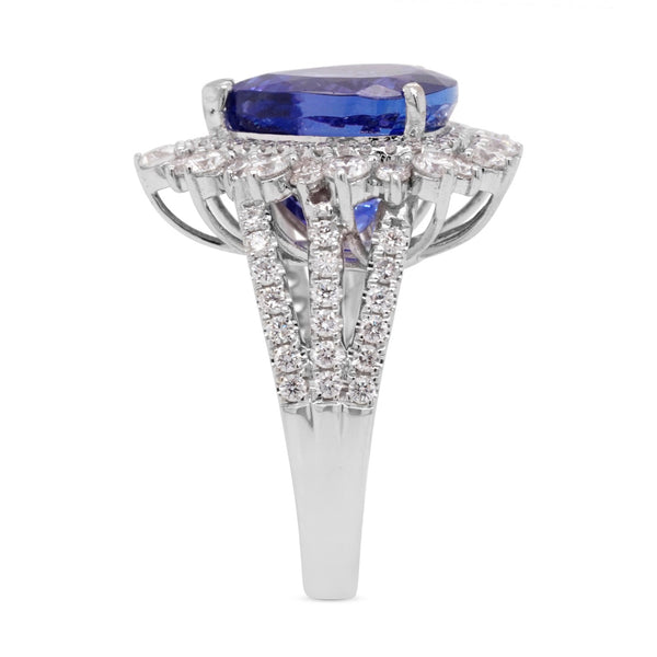 9.56ct Tanzanite ring with 1.67tct diamonds set in 14K white gold