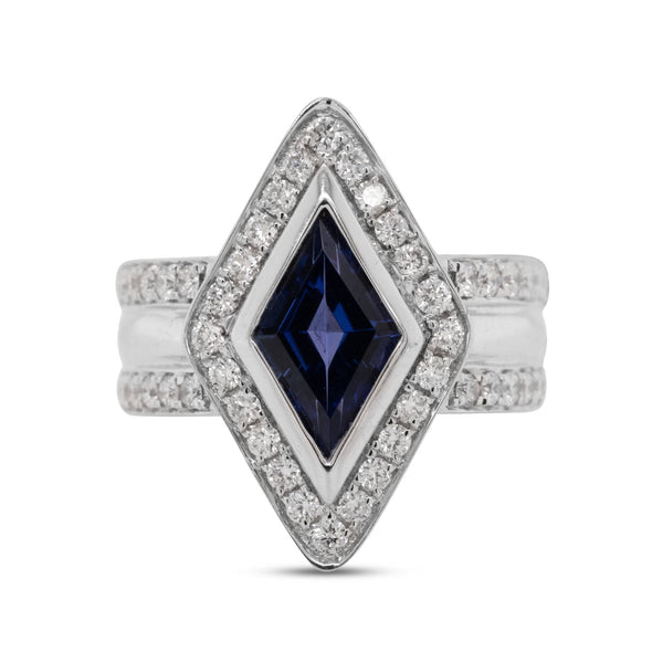 2.92Ct Tanzanite Ring With 0.82Tct Diamonds In 14K White Gold