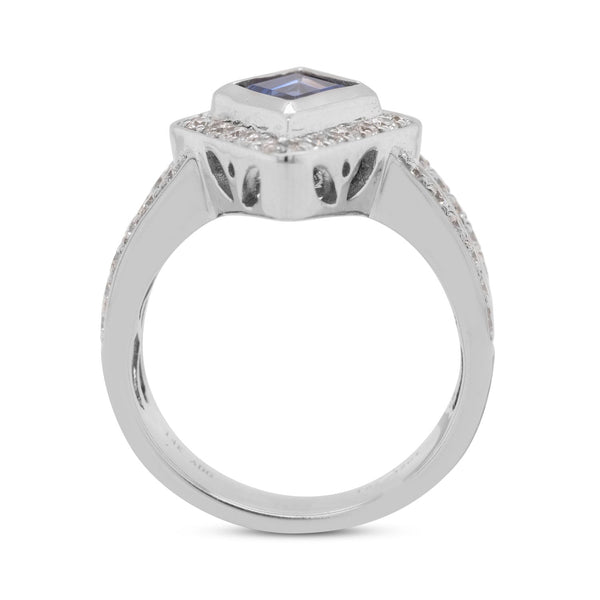 2.92Ct Tanzanite Ring With 0.82Tct Diamonds In 14K White Gold