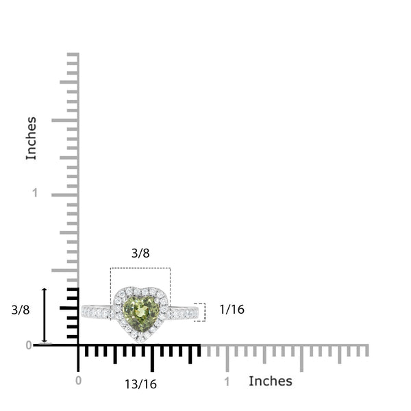 1.38 Demantoid Garnet Rings with 0.33tct Diamond set in 14K White Gold