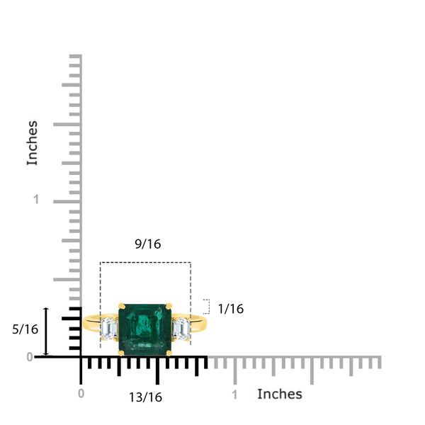 3.51ct Emerald Ring With 0.38tct Diamonds Set In 18kt Yellow Gold