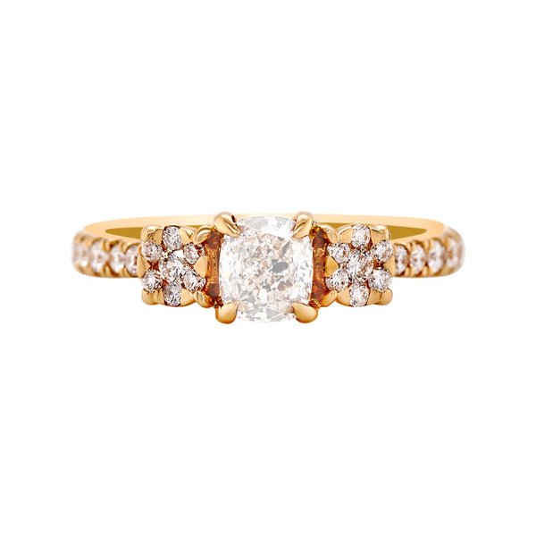 0.56ct Radiant Diamond Ring With 0.42tct Diamond Accents In 14K Yellow Gold