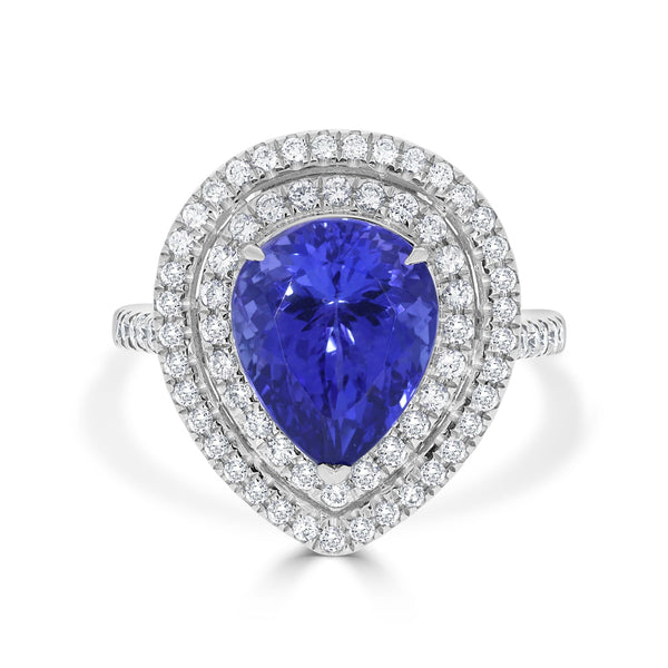 4.86ct Tanzanite Ring with 0.69tct Diamonds set in 14K White Gold