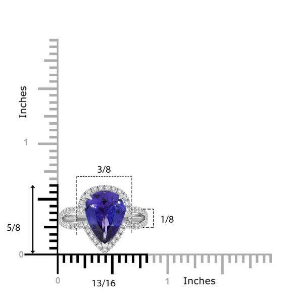 3.92Ct Tanzanite With 0.49Tct Diamonds Set In 14K White Gold