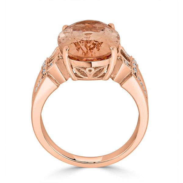 7.54ct Morganite ring with 0.11tct diamonds set in 14K two tone gold