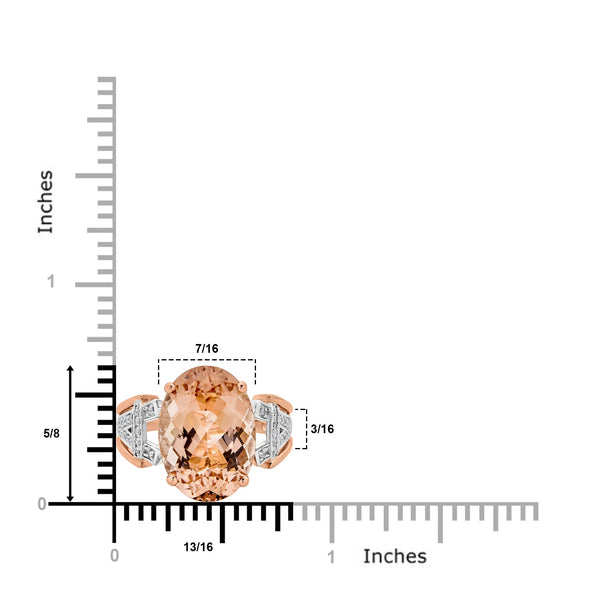 7.54ct Morganite ring with 0.11tct diamonds set in 14K two tone gold