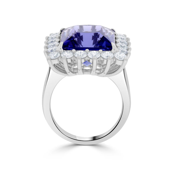 12ct Tanzanite Ring With 2.21ct Diamonds Set In Platinum