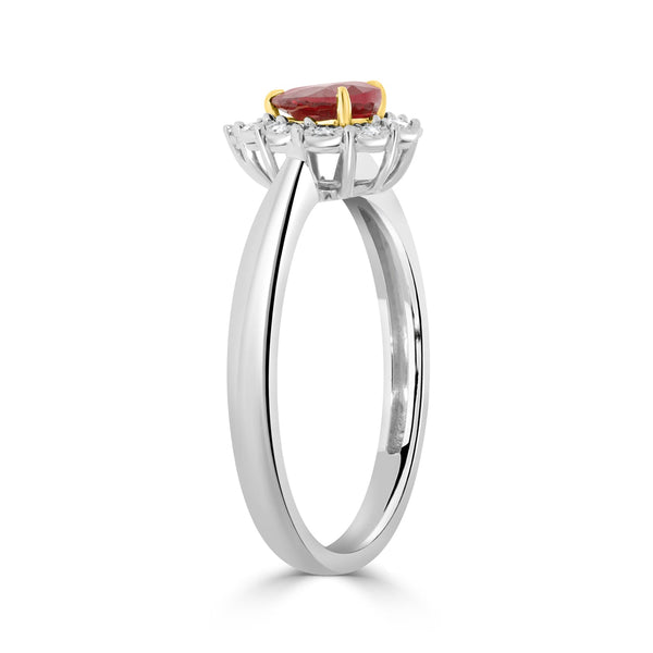 0.59Ct Ruby Ring With 0.06Tct Diamonds Set In 18K Two Tone Gold