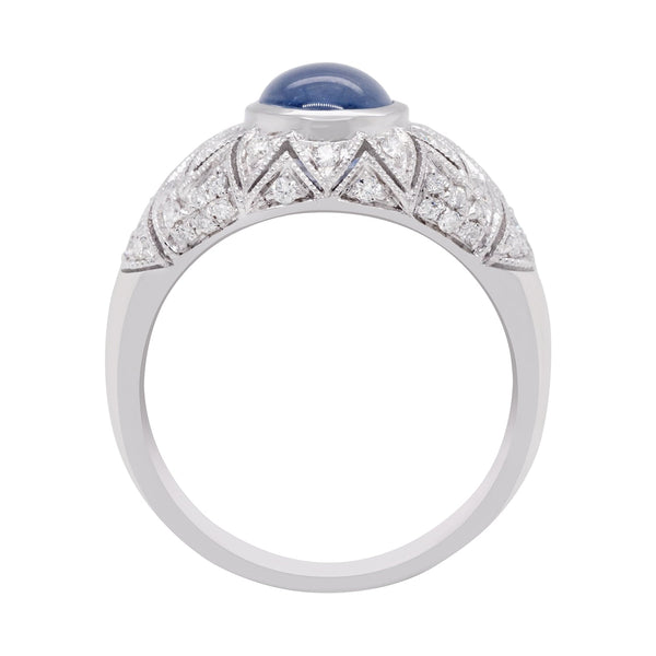 2.82 Sapphire ring with 0.34ct diamonds set in 14K white gold