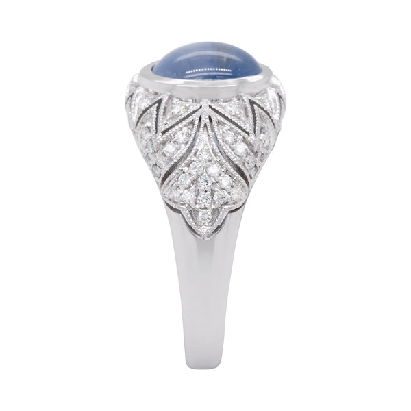 2.82 Sapphire ring with 0.34ct diamonds set in 14K white gold