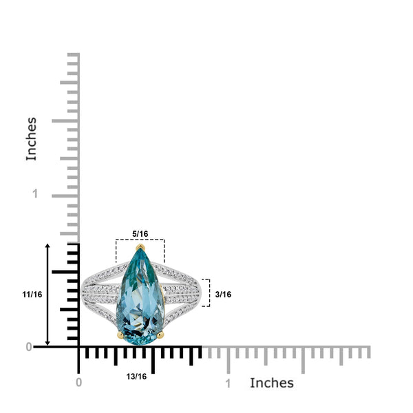 4.04ct Aquamarine Rings with 0.27tct Diamond set in 14K White Gold