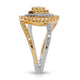 0.17Ct Trillion Yellow Diamond Ring With 0.73Tct Pave Diamond Set In 18Kt Two Tone Gold