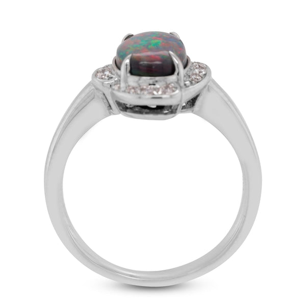 1.17ct Opal ring with 0.11tct diamonds set in 14K white gold