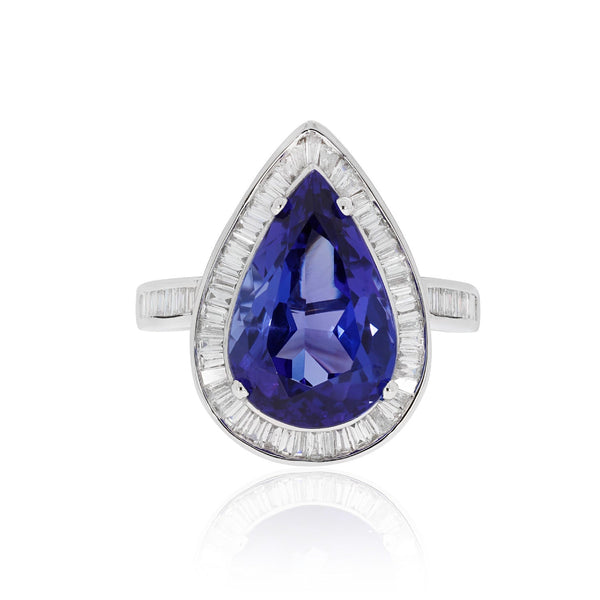 6.83ct Tanzanite Ring With 0.60tct Diamonds Set In 14kt White Gold