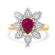 1.29ct Ruby Ring With 0.58tct Diamonds Set In 14kt Two Tone Gold