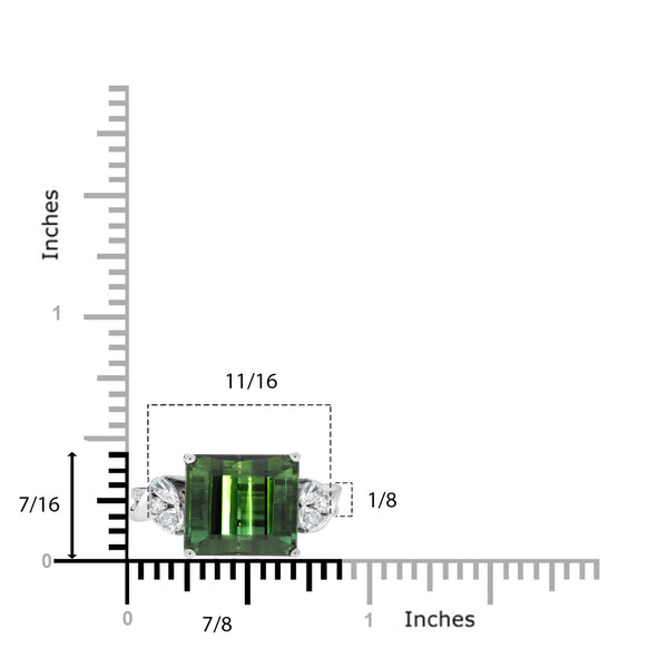 9.23ct Tourmaline ring with 0.48tct diamonds set in 14kt white gold