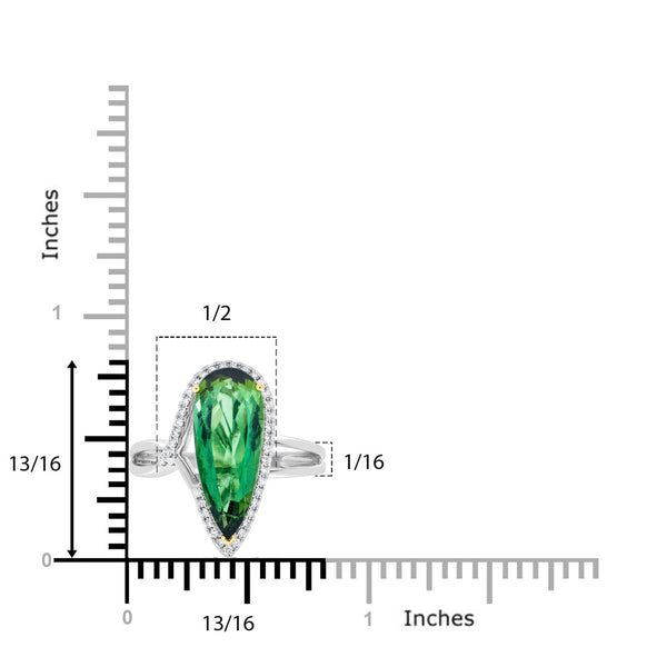 3.76ct Tourmaline ring with 0.15tct diamonds set in 14kt two tone gold