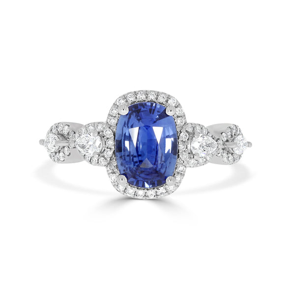 1.53ct Sapphire Ring with 0.48tct Diamond s set in 14K White Gold