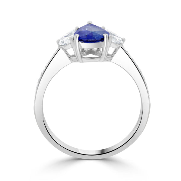 1.57ct Sapphire Ring with 0.44tct Diamonds set in 14K White Gold