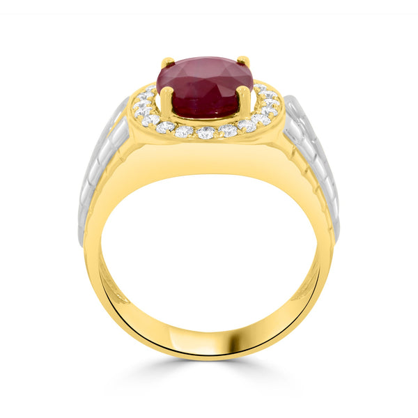 5.06Ct Ruby Ring With 0.44Tct Diamonds Set In 14K Two Tone Gold