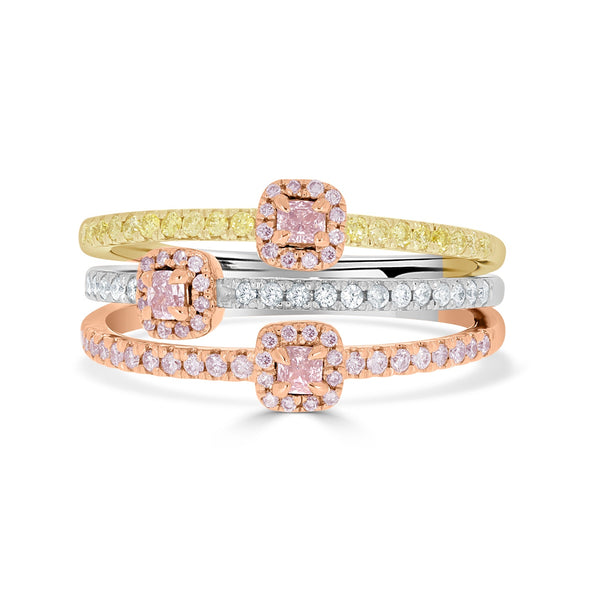 0.21tct Pink Diamond Ring with 0.46tct Diamonds set in 14K Two Tone Gold